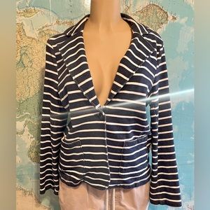 Blue and White Stripped Light Weight Cotton Blazer - Size Medium Old Navy